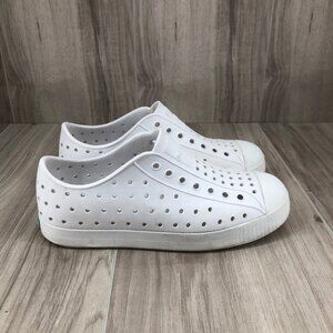 Native Jefferson Shoes Kids Junior 2 White Rubber Slip On Waterproof Shoes